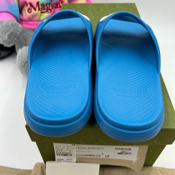 Men's Gucci interlocking G rubber Pool slides size 8, made in Italy - Picture 5 of 9